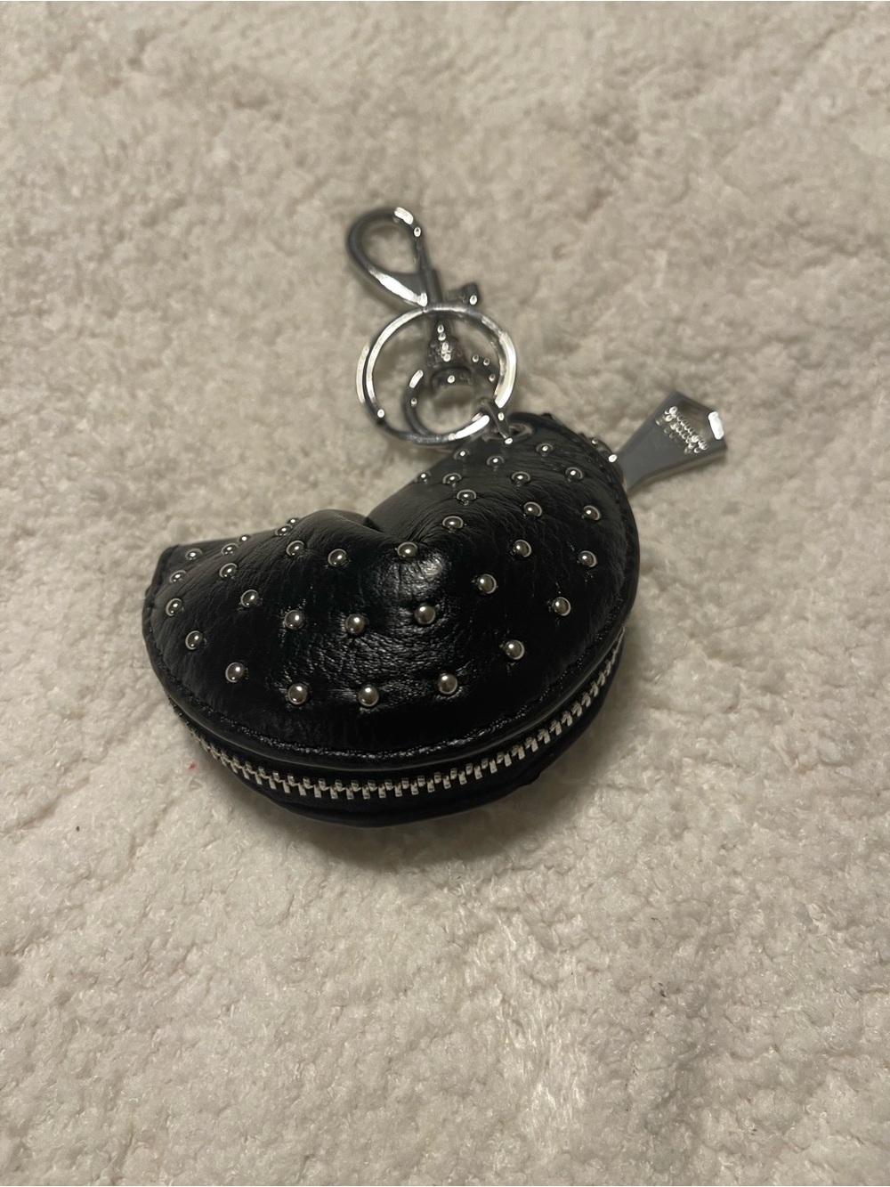Aimee Kestenberg Black Heart Studded Leather Key & Card Pouch